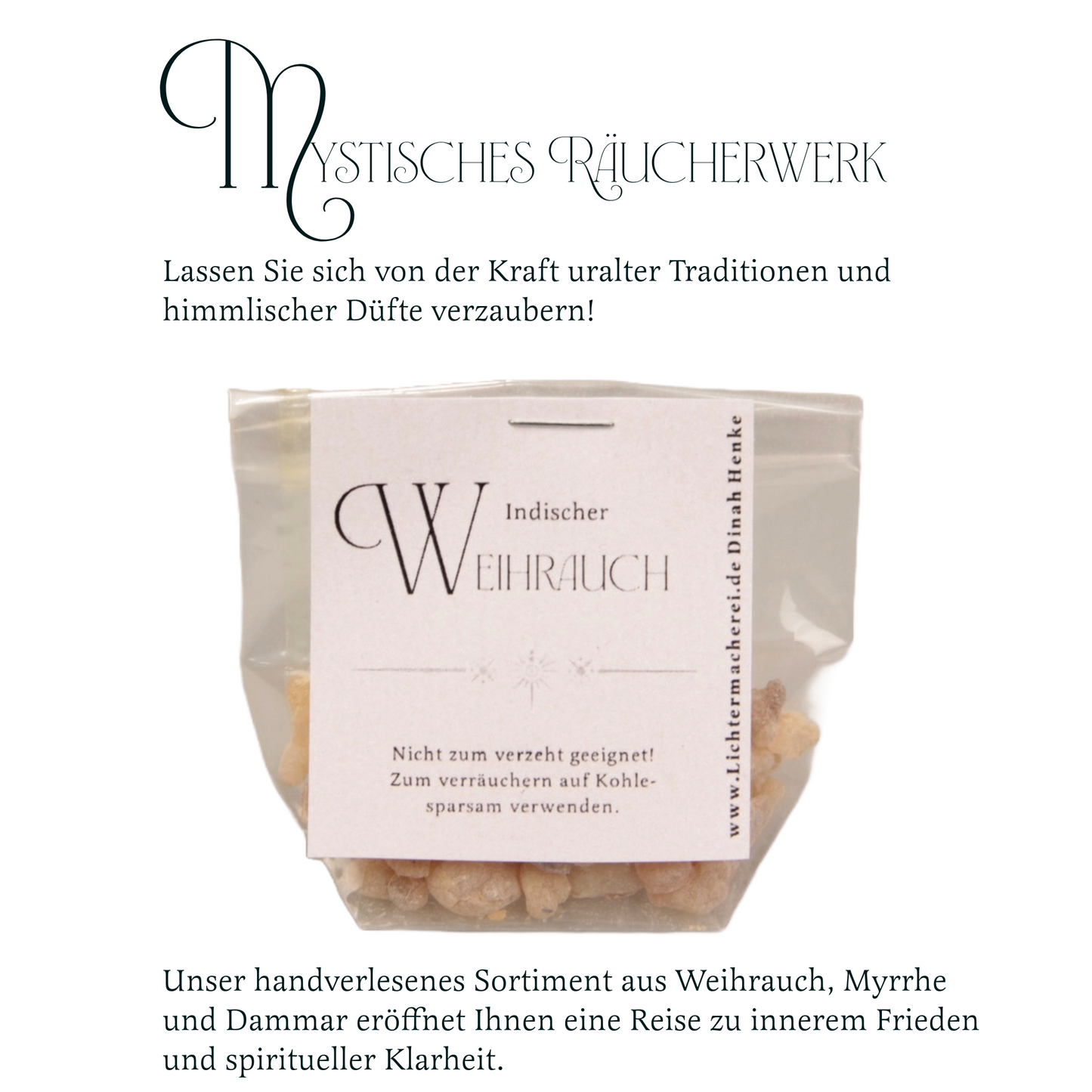 Räucherwerk für die Rauhnächte: Weihrauch, Myrrhe, Dammar je 20 gr.