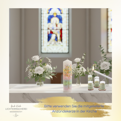 Himmelgraue Taufkerze Rustika 