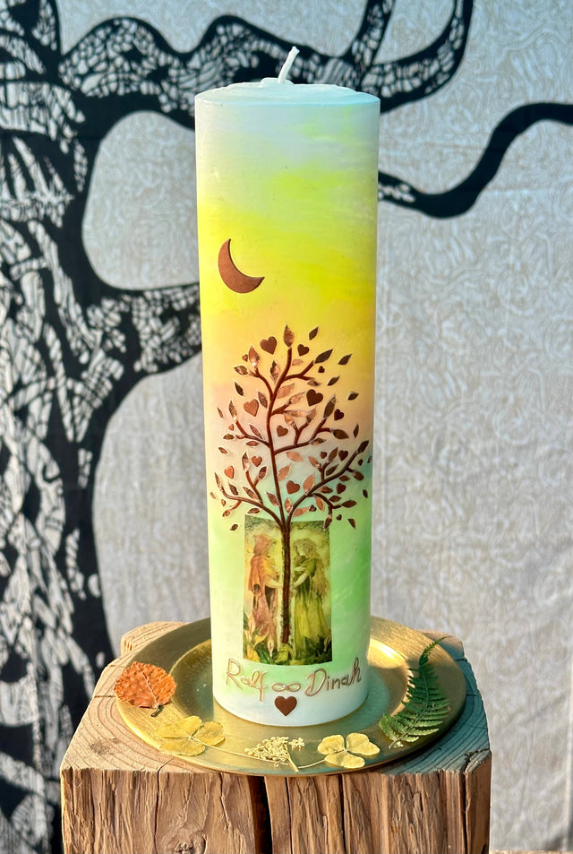 Ovale Hochzeitskerze in Salbeigrün