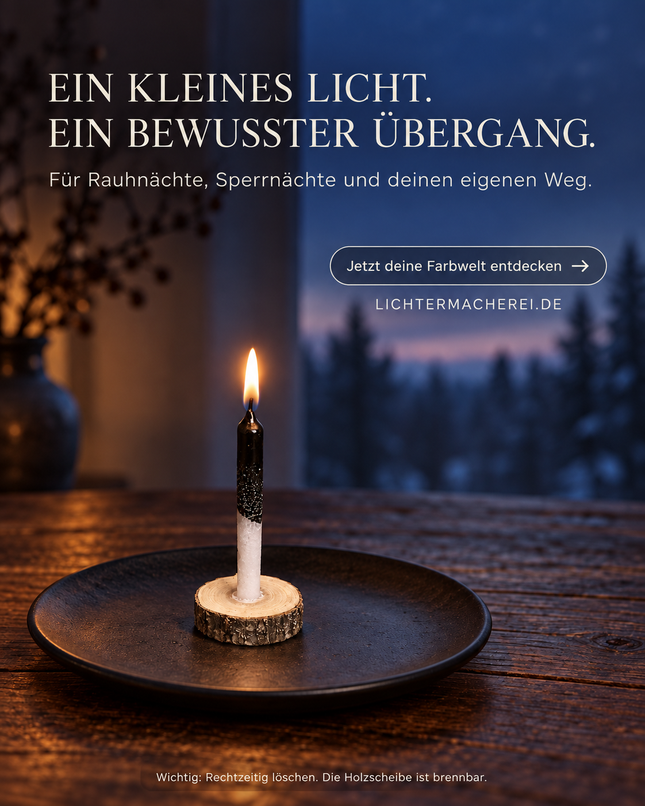 Schwellzeit-Lichter 12+1 (Mini) – Rauhnachtkerzen Set für das 13-Wünsche-Ritual (Schwarz & Eis)