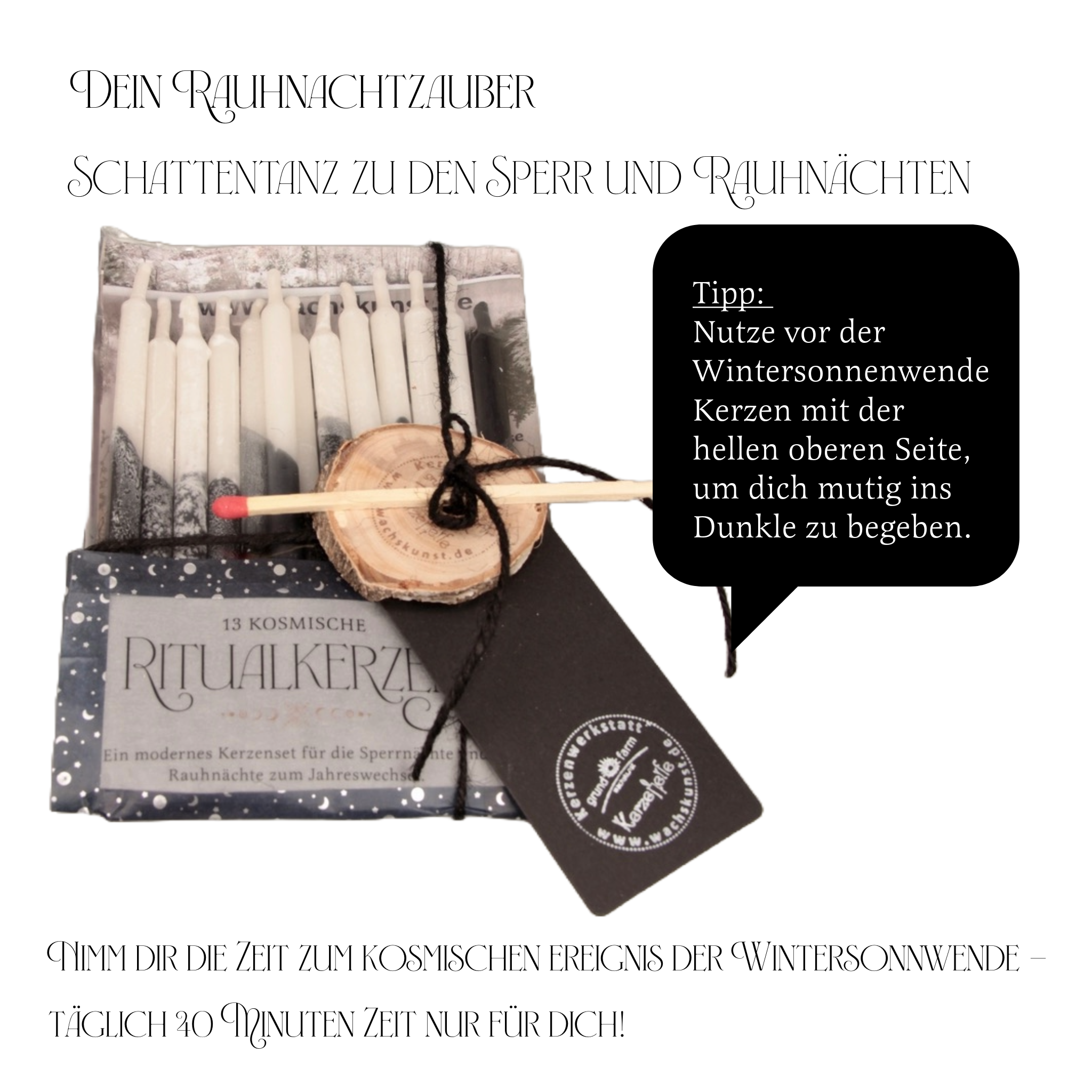 Rauhnachts-Premiumset – 13 Wünsche Ritualkerzen- Meditationskerzen zu den 12 Rahnächten Handarbeit