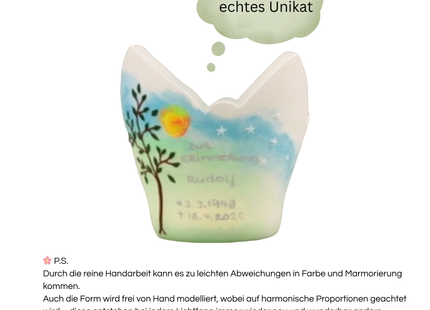 Großes Trauerlicht mit Lebensbaum – Handgemachtes Licht der Erinnerung