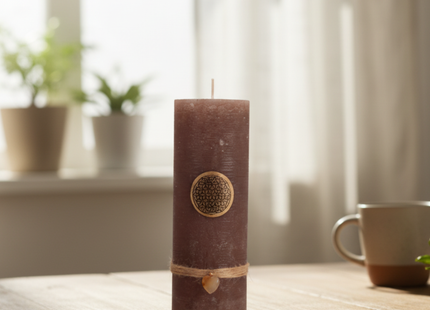 Rauhnachtkerze mit Blume des Lebens in Gold - Rustika Edition