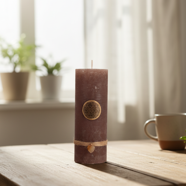 Rauhnachtkerze mit Blume des Lebens in Gold - Rustika Edition