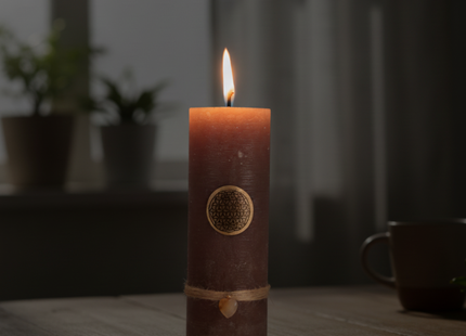 Rauhnachtkerze mit Blume des Lebens in Gold - Rustika Edition