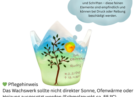 Großes Trauerlicht mit Lebensbaum – Handgemachtes Licht der Erinnerung