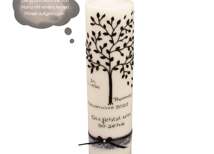 Trauerkerze mit Lebensbaum | Handgemachtes Unikat