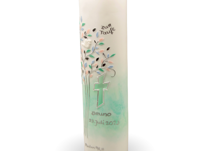 Taufkerze "Ellipse" mit Lebensbaum