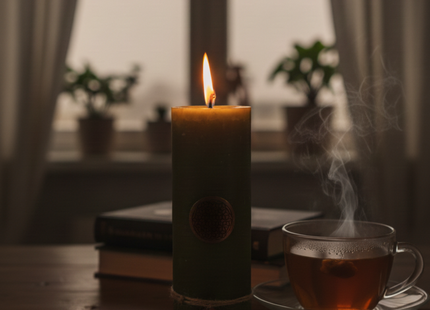 Rauhnachtkerze mit Blume des Lebens in Gold - Rustika Edition