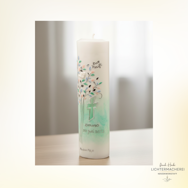 Taufkerze "Ellipse" mit Lebensbaum