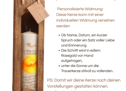 Trauerkerze mit Sonne – Ein Licht, das Hoffnung schenkt