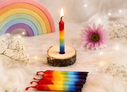 Geburtstagskerzen 7 Puppenkerze im Set wie der regenbogen gefärbt
