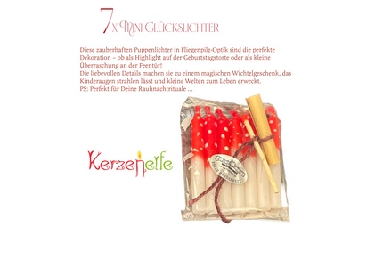 Mini Kerzenset Glückslichter „Fliegenpilz“ – 7 zauberhafte Puppenlichter für glückliche Momente