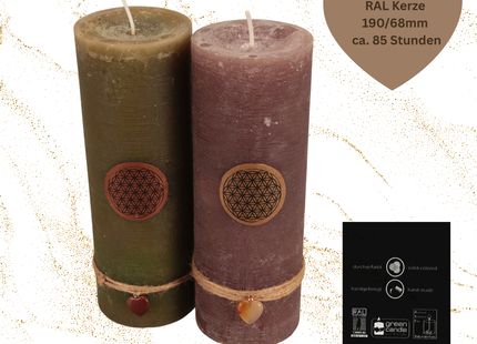 Rauhnachtkerze mit Blume des Lebens in Gold - Rustika Edition