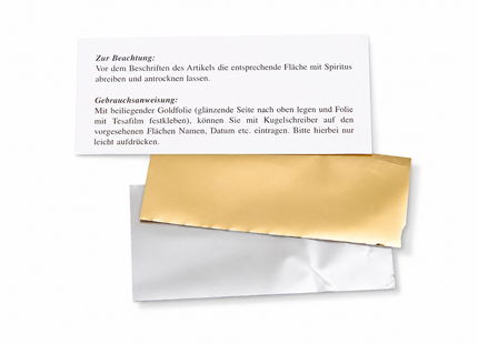 Beschriftungsfolie für Kerzen in Gold und Silber zum Verzieren von Wachs mit Namen, Datum, Anlass oder Bibelstelle