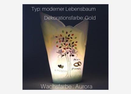 Lichtfang – Die exklusive Hochzeitskerze in Engelsform mit modernem Lebensbaum