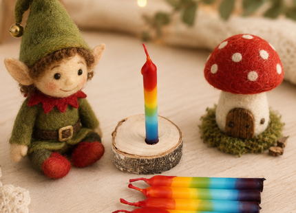 Kleine Regenbogenkerzen für Elfen, Feen und Wichtel