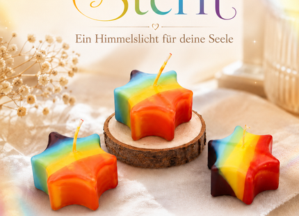 Kerzen in Sternform und regenbogenfarben - ein Licht für deine S
eele