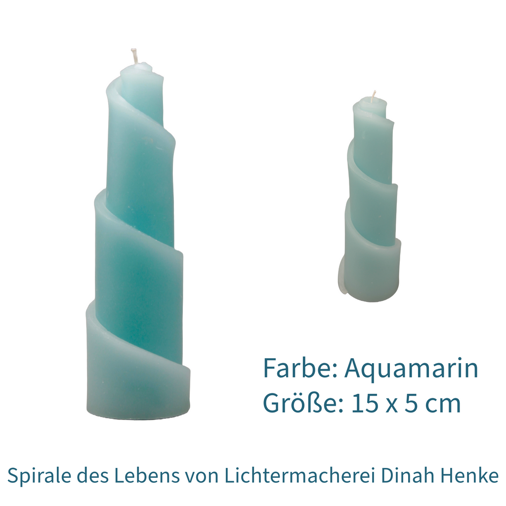 Spiralkerze in Aquamarinblau- Spirale des Lebens Kerze