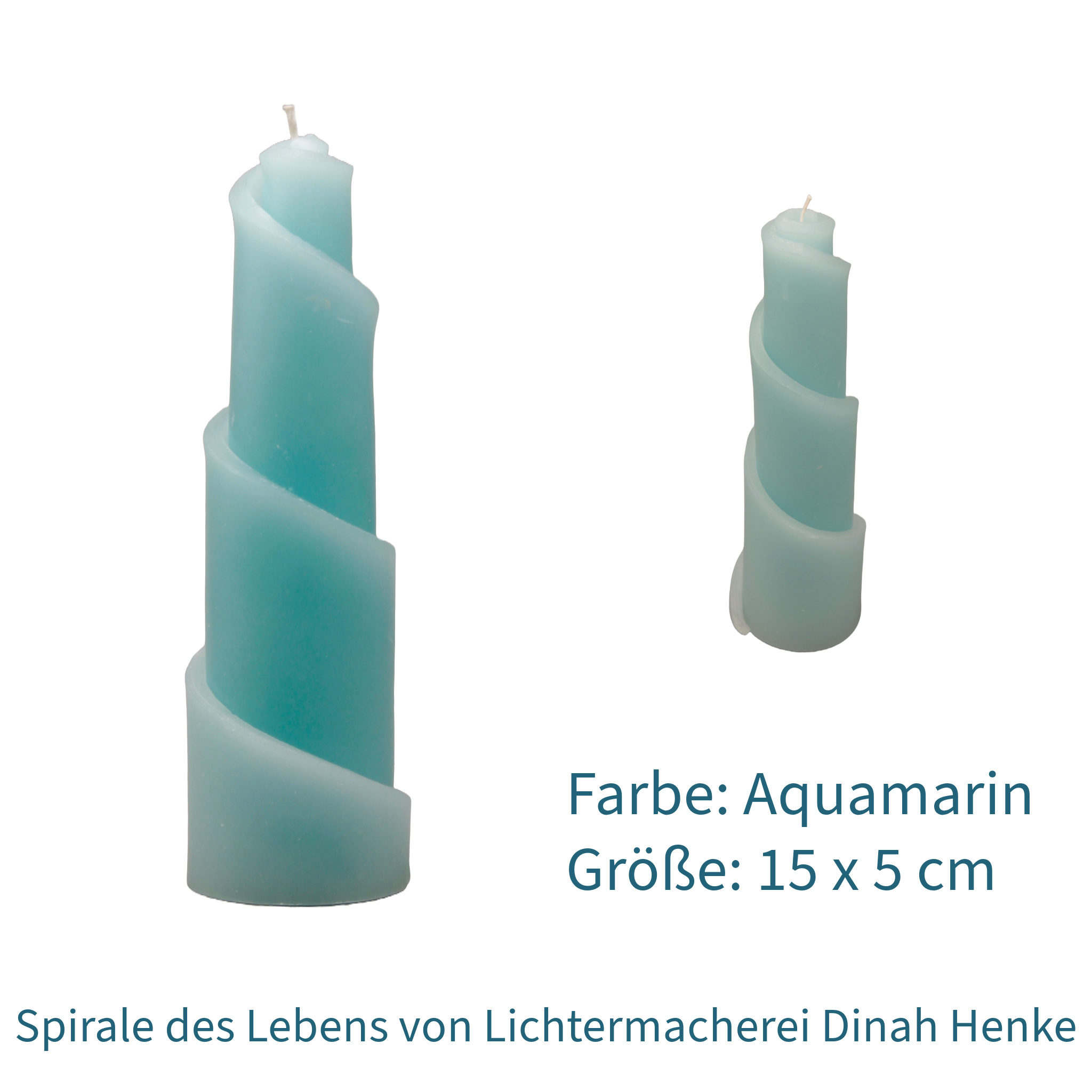 Spiralkerze in Aquamarinblau- Spirale des Lebens Kerze