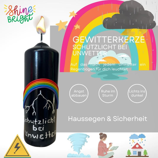 Gewitterkerze „Schutzlicht bei Unwetter“ – handgefertigte Wetterkerze aus Weidenberg