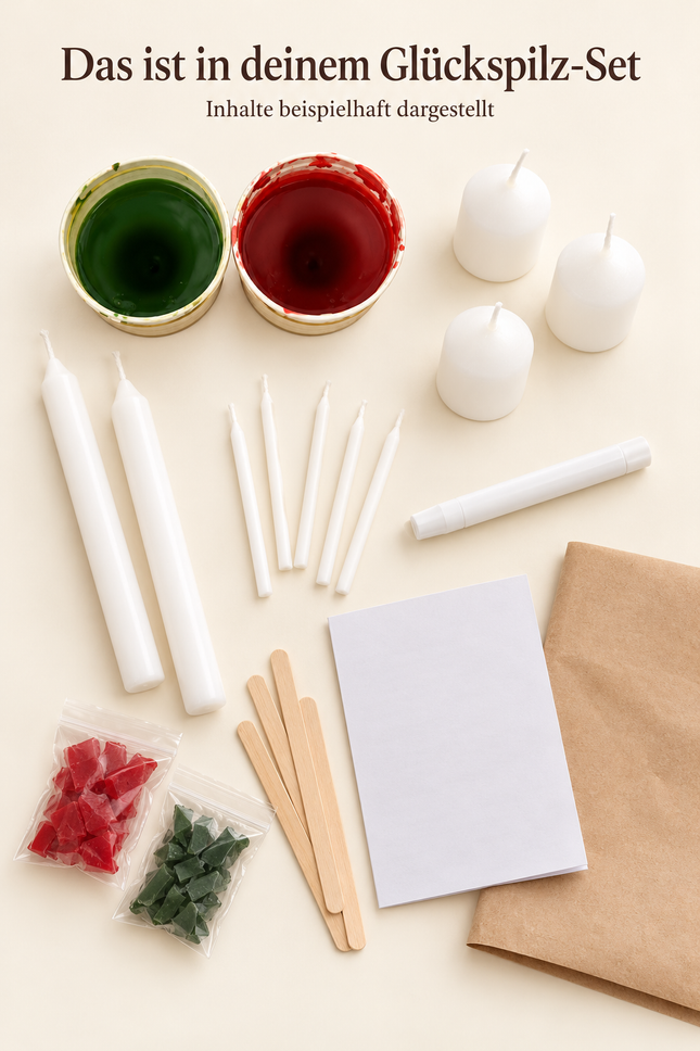 DIY-Kerzenfärbeset „Glückspilz“ – Glückslichter selber gestalten