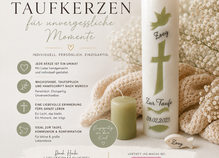 Leuchtkerze Taufe (personalisiert)
