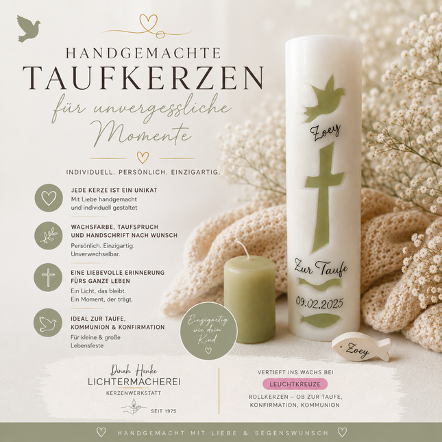 Leuchtkerze Taufe (personalisiert)