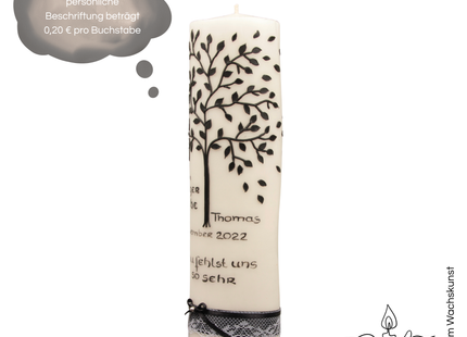 Design Trauerkerze mit baum von hand gemacht 