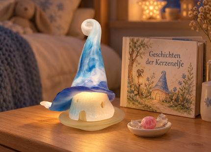 Elfenhaus mit LED – kleiner Elfenfang® Nachtblau mit Besen
