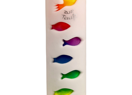 Leuchtkerze mit Fischen zur Taufe