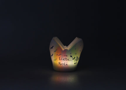 Lichtfang mit Licht beleuchtet - Trauerkerze für Roli

