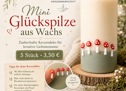 Mini-Glückspilze aus Wachs im 5er-Set zum Dekorieren von Kerzen, DIY 
