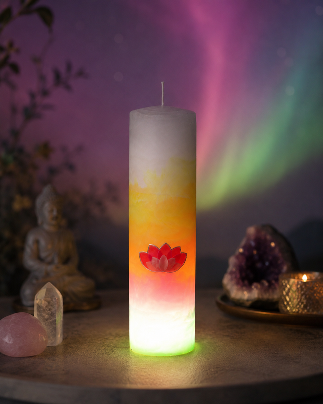 Aurora Borealis Nordlicht-Rollkerze M als spirituelle Kerze für Meditation, Rituale und Orakelkarten