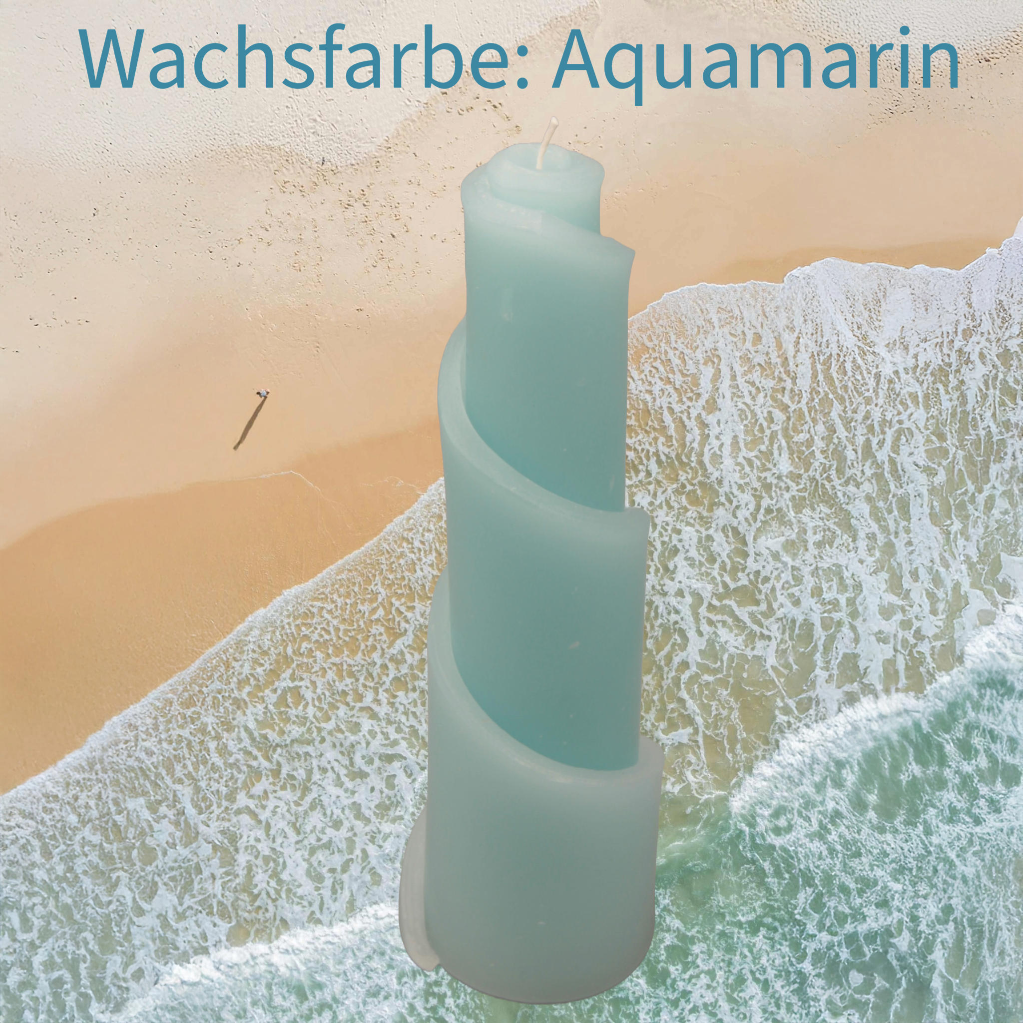 Spiralkerze in Aquamarinblau- Spirale des Lebens Kerze