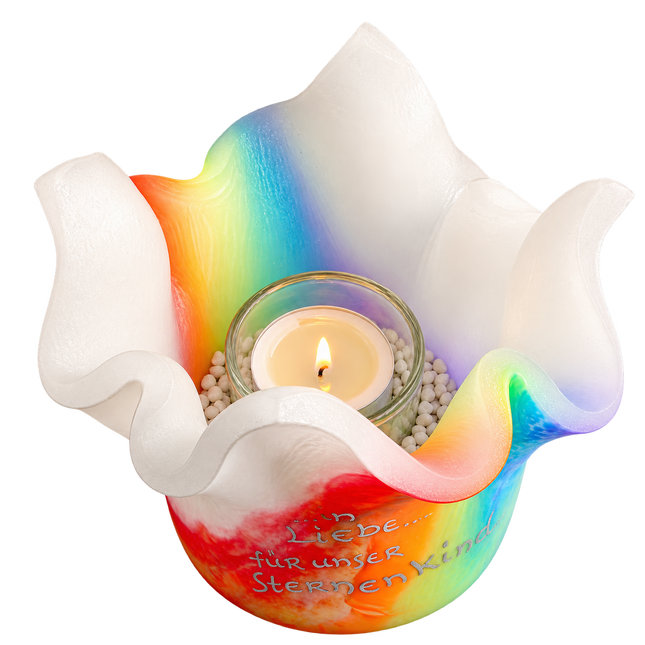 Lichtfang® Tulpe – Regenbogen-Wachskelch & Sternenkind-Erinnerungslicht