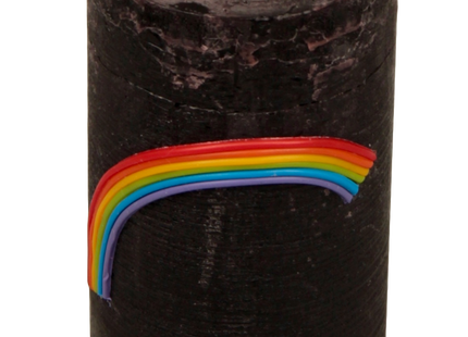 Rustikale Wetterkerze mit Regenbogen Applikation