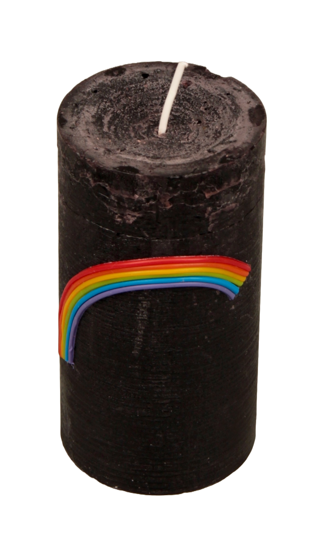 Rustikale Wetterkerze mit Regenbogen Applikation