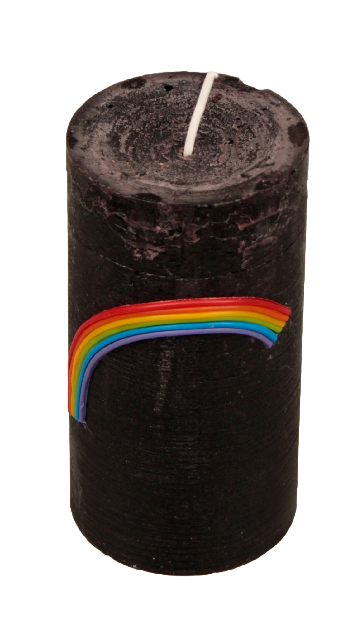 Rustikale Wetterkerze mit Regenbogen Applikation