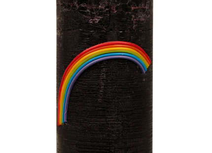 Rustikale Wetterkerze mit Regenbogen Applikation