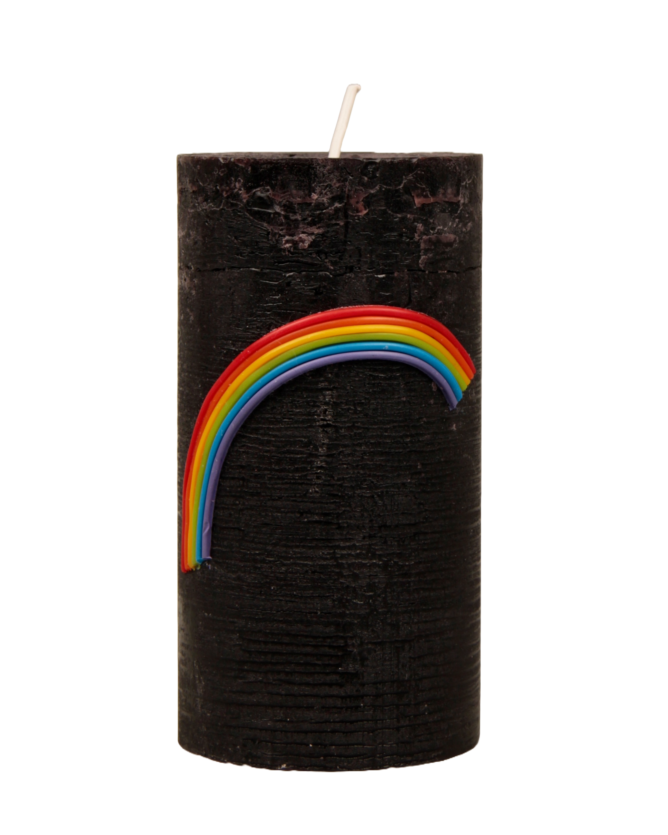 Rustikale Wetterkerze mit Regenbogen Applikation