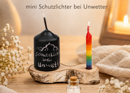 Kleines Wetterkerzenset -Schutzlciht bei Unwetter- mit Glitzer

