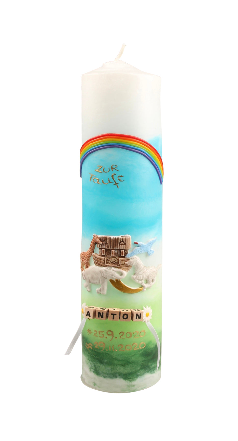 Taufkerze mit der Arche Noah