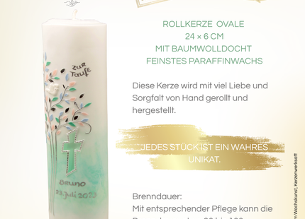Taufkerze "Ellipse" mit Lebensbaum