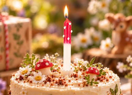 Mini-Fliegenpilzkerzen zum Geburtstag – 7er-Set