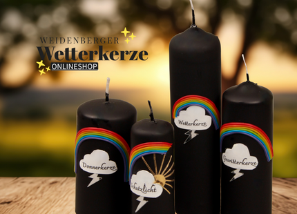 Weidenberger Wetterkerze mit Wachsapplikationen