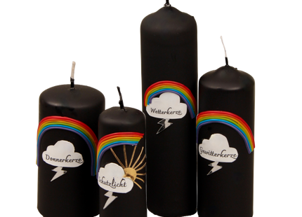 Weidenberger Wetterkerze mit Wachsapplikationen