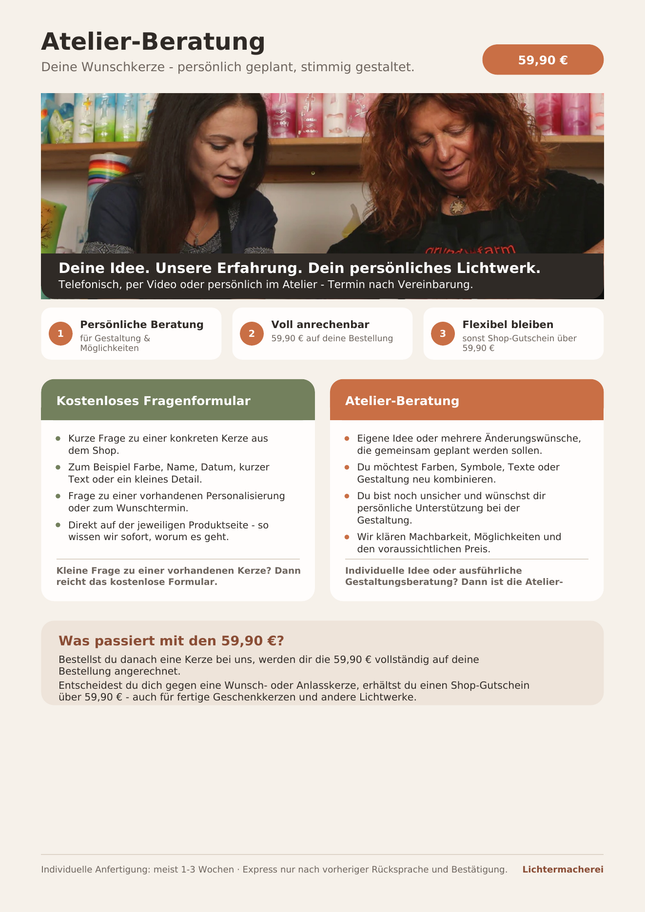 Atelier-Beratung für deine persönliche Wunschkerze