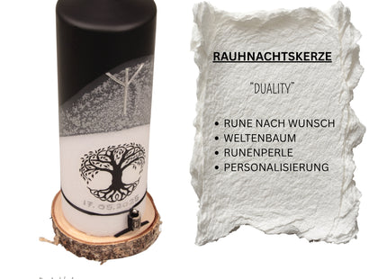 Baum des Lebens Kerze mit Runenamulett – handgemacht für spirituelle Rituale
