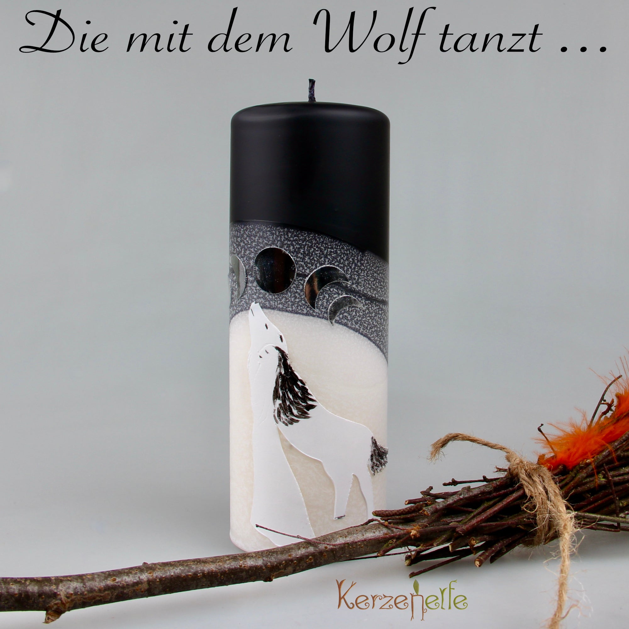 Motivkerze "die Wolfsfrau"